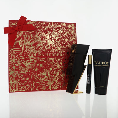 Carolina Herrera Bad Boy 3 Piece Gift Set For Men - 1.7Oz  Eau De Toilette, 3.4Oz Shower Gel, 10Ml  Eau De Toilette