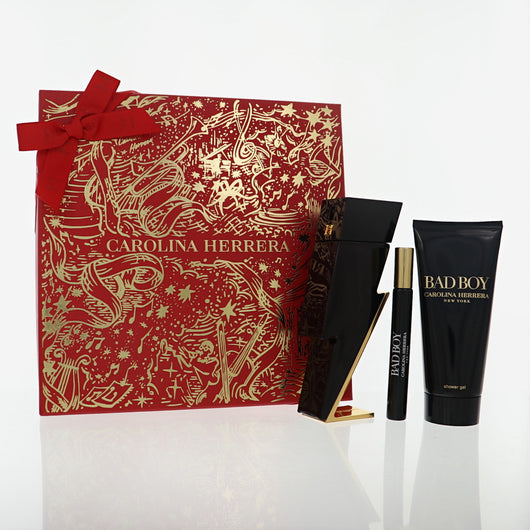 Carolina Herrera Bad Boy 3 Piece Gift Set For Men - 1.7Oz  Eau De Toilette, 3.4Oz Shower Gel, 10Ml  Eau De Toilette