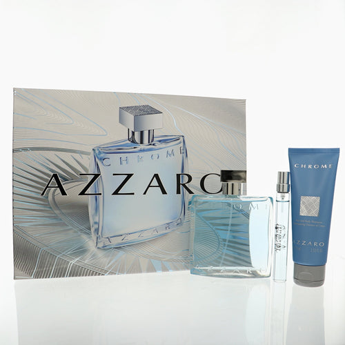 Azzaro Chrome 3 Piece Set For Men: 3.38 Oz Eau De Toilette Spray, 0.33 Oz Eau De Toilette Spray, 2.53 Oz Shampoo