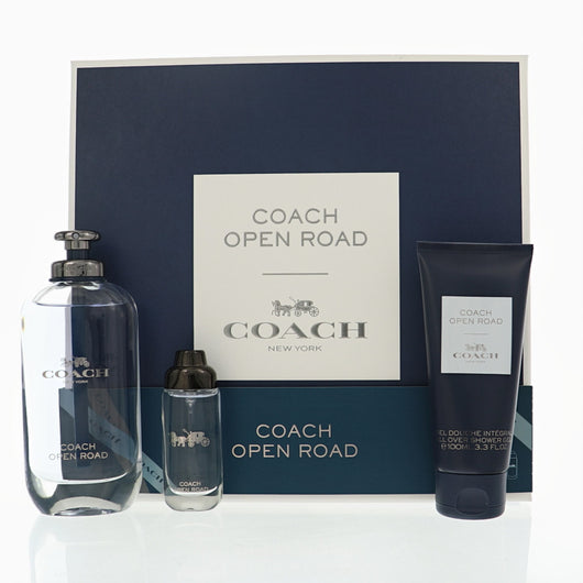 Coach Open Road 3 Piece Set For Men: 3.3 Oz Eau De Toilette Spray, 0.5 Oz Eau De Toilette Spray, 3.3 Oz All-Over Shower Gel
