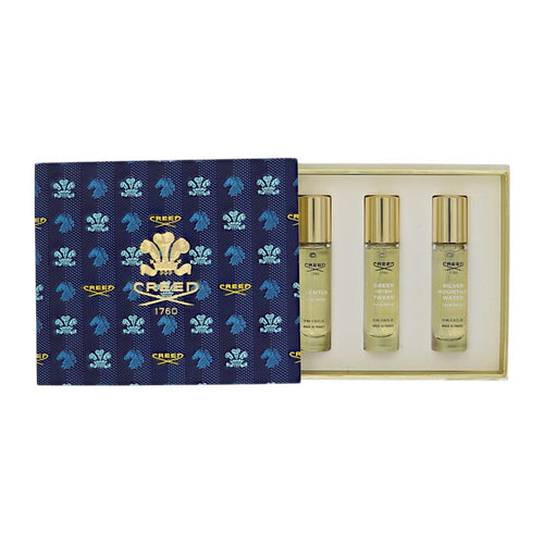 Creed 3 Piece Set For Men: 0.33 Oz Aventus Eau De Parfum Spray, 0.33 Oz Green Irish Tweed Eau De Parfum Spray, 0.33 Oz Silver Mountain Water Eau De Parfum Spray