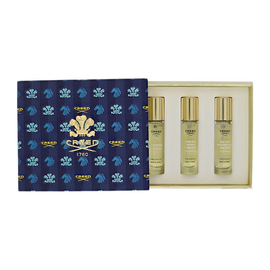 Creed 3 Piece Set For Men: 0.33 Oz Aventus Eau De Parfum Spray, 0.33 Oz Green Irish Tweed Eau De Parfum Spray, 0.33 Oz Silver Mountain Water Eau De Parfum Spray