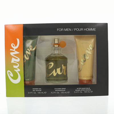 Liz Claiborne Curve 3 Piece Set For Men: 4.2 Oz Eau De Cologne Spray, 3.4 Oz After Shave Balm, 3.4 Oz Shower Gel