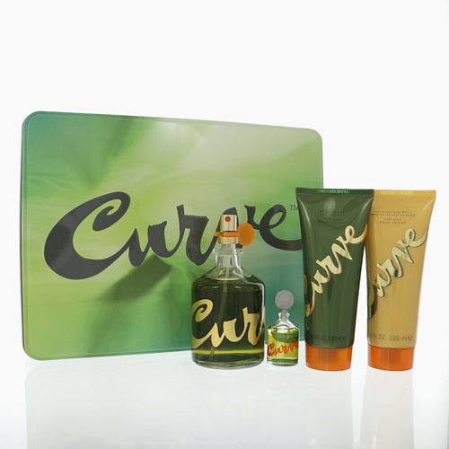 Liz Claiborne Curve 4 Piece Set For Men: 4.2 Oz Cologne Spray, 0.25 Oz Cologne Splash, 3.4 Oz Aftershave Balm, 3.4 Oz Showerl Gel