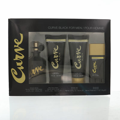Liz Claiborne Curve Black 4 Piece Set For Men: 4.2 Oz Eau De Cologne Spray, 3.4 Oz Aftershave Balm, 3.4 Oz Shower Gel, 1.7 Oz Deodorant Stick