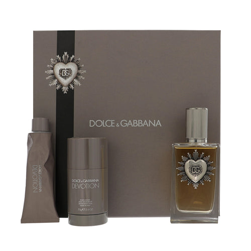 Dolce & Gabbana Devotion 3 Piece Gift Set For Men - 3.3 Oz Eau De Parfum Spray, 2.6 Oz Stick Deodorant, 1.6 Oz Shower Gel