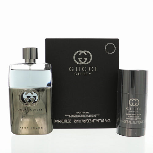 Gucci Guilty 2 Piece Set For Men: 3 Oz Eau De Toilette Spray, 2.4 Oz Deodorant Stick
