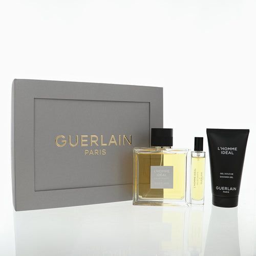 Guerlain L'Homme Ideal 3 Piece Set For Men: 3.3 Oz Eau De Toilette Spray, 0.3 Oz Eau De Toilette Spray, 2.5 Oz Shower Gel