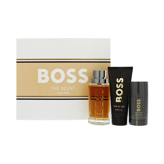 Hugo Boss Boss The Scent 3 Piece Set For Men: 3.3 Oz Eau De Toilette Spray, 3.3 Oz Shower Gel, 2.4 Oz Deodorant Stick