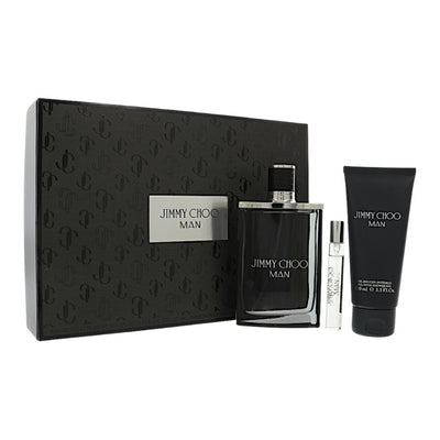 Jimmy Choo Man 3 Piece Set For Men: 3.3 Oz Eau De Toilette Spray, 0.25 Oz Eau De Toilette Spray, 3.3 Oz All-Over Shower Gel