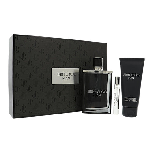 Jimmy Choo Man 3 Piece Set For Men: 3.3 Oz Eau De Toilette Spray, 0.25 Oz Eau De Toilette Spray, 3.3 Oz All-Over Shower Gel