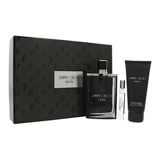 Jimmy Choo Man 3 Piece Set For Men: 3.3 Oz Eau De Toilette Spray, 0.25 Oz Eau De Toilette Spray, 3.3 Oz All-Over Shower Gel