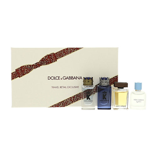 Dolce & Gabbana D&G 4 Piece Gift Set For Men - 0.17 Oz K Eau De Toilette, 0.17 Oz K Eau De Parfum, 0.17 Oz The One Eau De Toilette, 0.15 Oz Light Blue Eau De Toilette