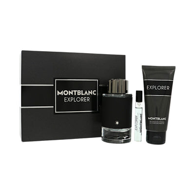 Mont Blanc Explorer 3 Piece Set For Men: 3.3 Oz Eau De Parfum Spray, 0.25 Oz Eau De Parfum Spray, 3.3 Oz All-Over Shower Gel