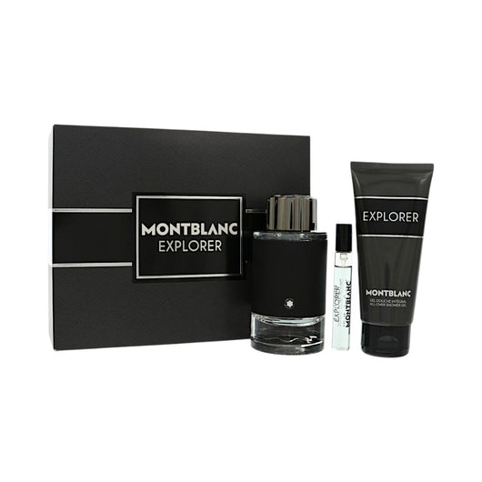 Mont Blanc Explorer 3 Piece Set For Men: 3.3 Oz Eau De Parfum Spray, 0.25 Oz Eau De Parfum Spray, 3.3 Oz All-Over Shower Gel