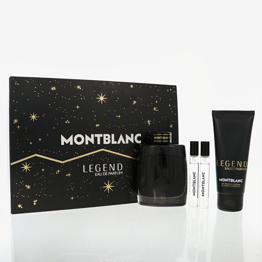 Mont Blanc Legend 4 Piece Set For Men: 3.3 Oz Eau De Parfum Spray, 0.25 Oz Eau De Parfum Spray, 0.25 Oz Eau De Parfum Spray, 3.3 Oz All-Over Shower Gel