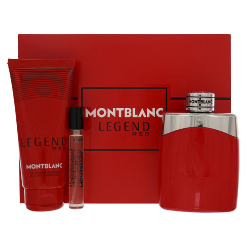 Montblanc Mont Blanc Legend Red 3 Piece Set For Men: 3.3 Oz Eau De Parfum Spray, 0.25 Oz Eau De Parfum Spray, 3.3 Oz All-Over Shower Gel