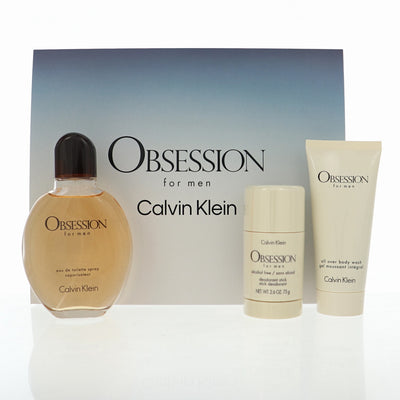 Calvin Klein Obsession 3 Piece Set For Men: 3 Piece Gift Set  - 4.2 Oz Eau De Toilette Spray, 2.6 Oz Deodorant Stick, 3.3 Oz All Over Body Wash