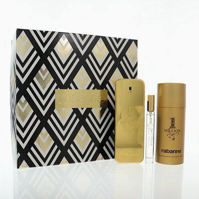 Paco Rabanne 1 Million 3 Piece Gift Set For Men - 3.4 Oz  Eau De Toilette, 5.1 Oz  Deodorant, 10 Ml Eau De Toilette