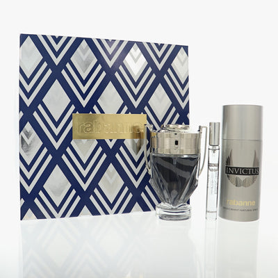 Paco Rabanne Invictus 3 Piece Gift Set For Men - 3.4 Oz Eau De Toilette, 5.0 Oz  Deodorant, Mini Eau De Toilette