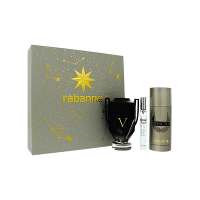 Paco Rabanne Invictus Victory Extreme 3 Piece Set For Men: 3.4 Oz Eau De Parfum Spray, 0.34 Oz Eau De Toilette Spray, 5.1 Oz Deodorant Spray