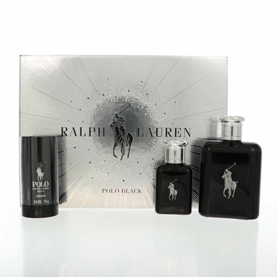 Ralph Lauren Polo Black 3 Piece Set For Men: 4.2 Oz Eau De Toilette Spray, 1.36 Oz Eau De Toilette Spray, 2.6 Oz Deodorant Stick