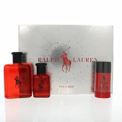 Ralph Lauren Polo Red 3 Piece Set For Men: 4.2 Oz Eau De Toilette Spray, 1.36 Oz Eau De Toilette Spray, 2.6 Oz Deodorant Stick