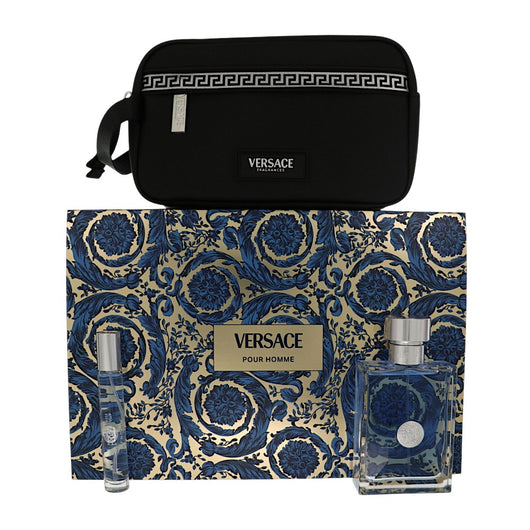 Versace Pour Homme 2 Piece Set For Men: 3.4 Oz Eau De Toilette Spray, 0.3 Oz Eau De Toilette Spray