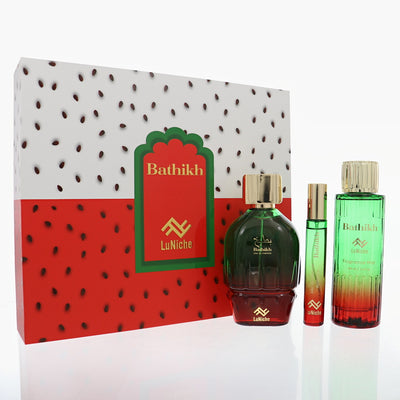Luniche Bathikh 3 Piece Set For Unisex: 3.4 Oz Eau De Parfum Spray, 0.3 Oz Eau De Parfum, 3.4 Oz Fragrance Mist
