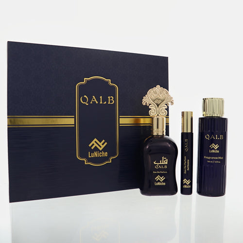 Luniche Qalb 3 Piece Set For Unisex: 3.4 Oz Eau De Parfum Spray, 0.3 Oz Eau De Parfum, 3.4 Oz Fragrance Mist