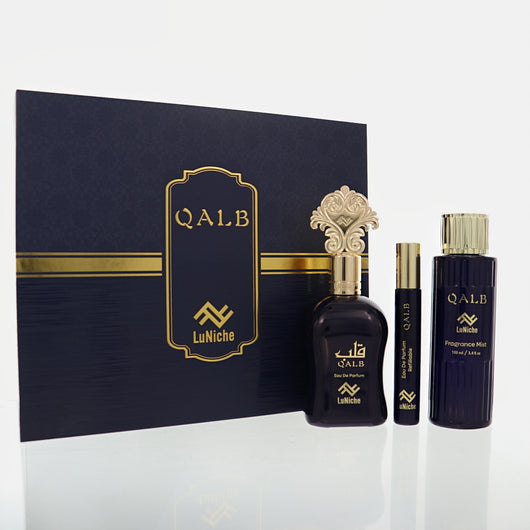 Luniche Qalb 3 Piece Set For Unisex: 3.4 Oz Eau De Parfum Spray, 0.3 Oz Eau De Parfum, 3.4 Oz Fragrance Mist