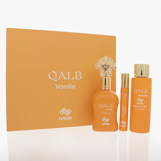 Luniche Qalb Vanille 3 Piece Set For Unisex: 3.4 Oz Eau De Parfum Spray, 0.3 Oz Eau De Parfum, 3.4 Oz Fragrance Mist