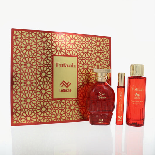 Luniche Tufaah 3 Piece Gift Set For Unisex - 3.4 Oz Eau De Parfum Spray, 0.3 Oz Eau De Parfum Spray, 3.4 Oz Fragrance Mist
