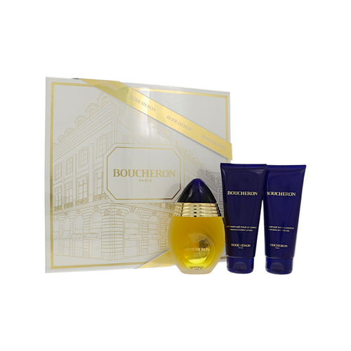 Boucheron 3 Piece Gift Set For Women - 3.3 Oz Eau De Parfum Spray, 3.3 Oz Body Lotion, 3.3 Oz Bath & Shower Gel