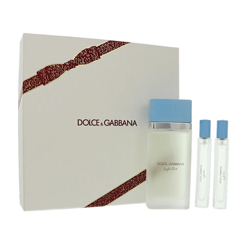 Dolce & Gabbana D&G Light Blue 3 Piece Set For Women: 3.3 Oz Eau De Toilette Spray, 0.33 Oz Eau De Toilette Spray, 0.33 Oz Eau De Toilette Spray