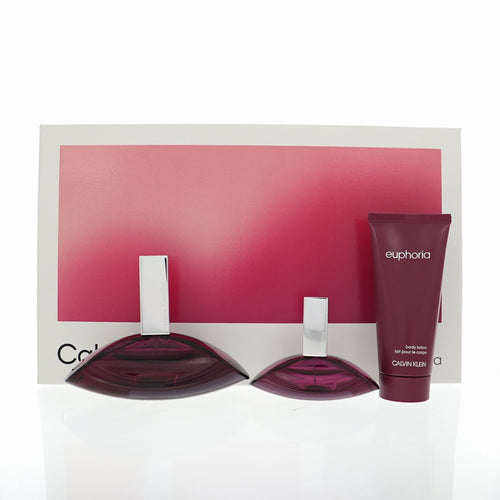 Calvin Klein Euphoria 3 Piece Set For Women: 3.3 Oz Eau De Parfum Spray, 1 Oz Eau De Parfum Spray, 3.3 Oz Body Lotion