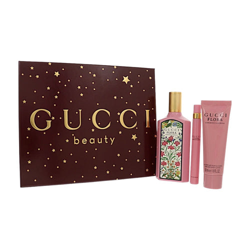 Gucci Flora Gorgeous Gardenia 3 Piece Set For Women: 3.3 Oz Eau De Parfum Spray, 0.33 Oz Eau De Parfum Spray, 1.6 Oz Perfumed Body Lotion