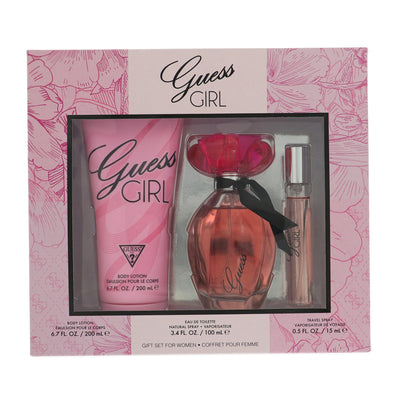 Guess Girl 3 Piece Set For Women: 3.4 Oz Eau De Toilette Spray, 0.5 Oz Eau De Toilette Spray, 6.7 Oz Body Lotion