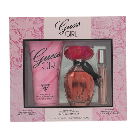 Guess Girl 3 Piece Set For Women: 3.4 Oz Eau De Toilette Spray, 0.5 Oz Eau De Toilette Spray, 6.7 Oz Body Lotion