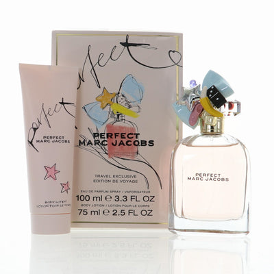 Marc Jacobs Perfect 2 Piece Set For Women: 3.3 Oz Eau De Parfum Spray, 2.5 Oz Body Lotion