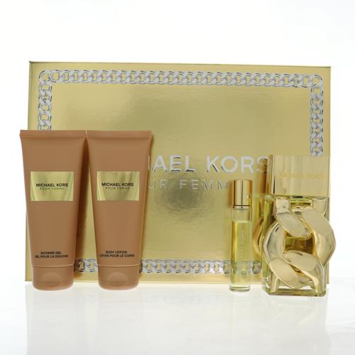 Michael Kors Pour Femme 4 Piece Gift Set For Women - 3.4 Oz Eau De Parfum Spray, 0.3 Oz Eau De Parfum Spray, 3.4 Oz Shower Gel, 3.4 Oz Body Lotion