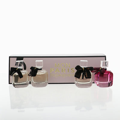 Yves Saint Laurent Mon Paris 4 Piece Set For Women: 0.25 Oz Mon Paris Eau De Parfum, 0.25 Oz Mon Paris Eau De Parfum, 0.25 Oz Mon Paris Lumiere Eau De Toilette, 0.25 Oz Intensement Eau De Parfum