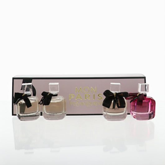 Yves Saint Laurent Mon Paris 4 Piece Set For Women: 0.25 Oz Mon Paris Eau De Parfum, 0.25 Oz Mon Paris Eau De Parfum, 0.25 Oz Mon Paris Lumiere Eau De Toilette, 0.25 Oz Intensement Eau De Parfum