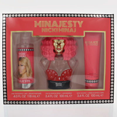 Nicki Minaj Minajesty 3 Piece Set For Women: 3.4 Oz Eau De Parfum Spray, 4 Oz Fragrance Mist, 3.4 Oz Body Souffle