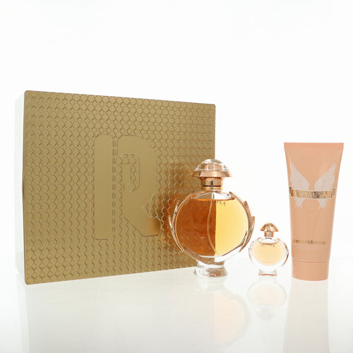 Paco Rabanne Olympea 3 Piece Set For Women: 2.7 Oz Eau De Parfum Spray, 0.2 Oz Eau De Parfum Splash, 3.4 Oz Body Lotion