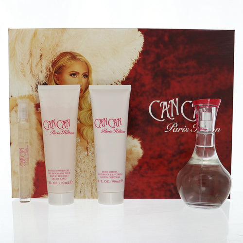 Paris Hilton Can Can 4 Piece Gift Set For Women - 3.4 Oz Eau De Parfum Spray, 0.34 Oz Eau De Parfum Spray, 3.0 Oz Body Lotion, 3.0 Oz Shower Gel