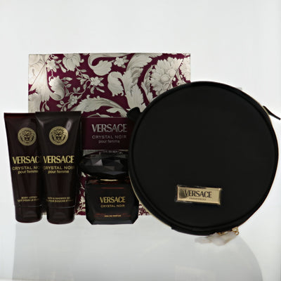 Versace Crystal Noir 3 Piece Set For Women: 3 Oz Eau De Parfum Spray, 3.4 Oz Bath & Shower Gel, 3.4 Oz Body Lotion