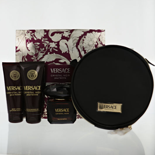 Versace Crystal Noir 3 Piece Set For Women: 3 Oz Eau De Parfum Spray, 3.4 Oz Bath & Shower Gel, 3.4 Oz Body Lotion