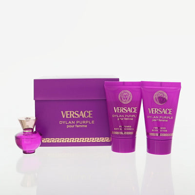 Versace Dylan Purple 3 Piece Set For Women: 0.17 Oz Eau De Parfum Splash, 0.8 Oz Bath & Shower Gel, 0.8 Oz Body Lotion