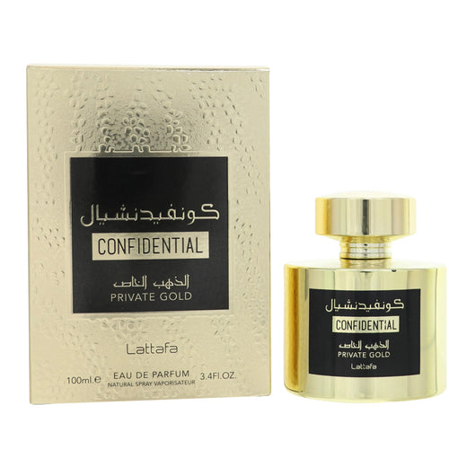 Lattafa Confidential Private Gold Eau De Parfum Spray for Men, 3.4 oz